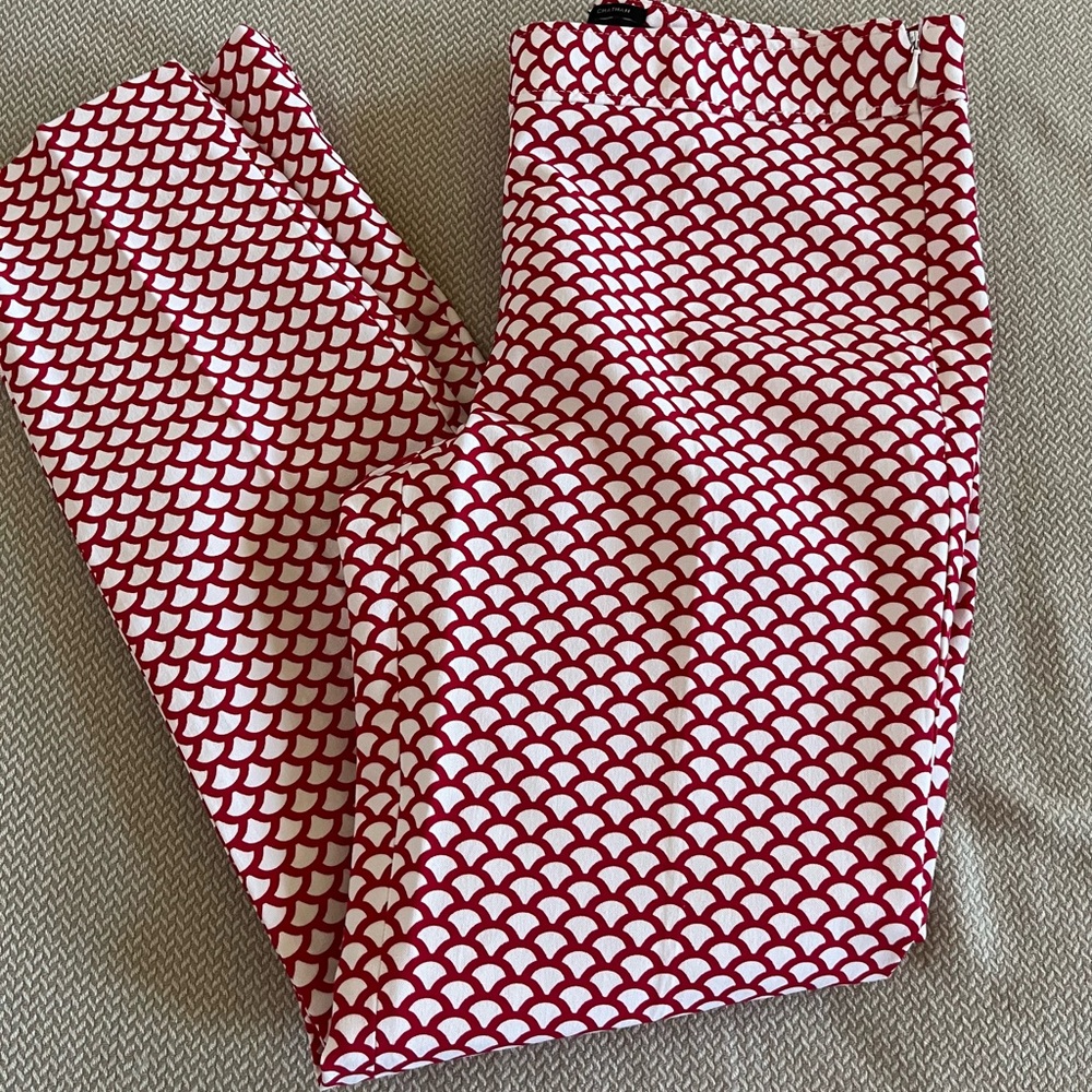 NWT Talbots  Red & White Geometric Print Chatham Pants Size 4